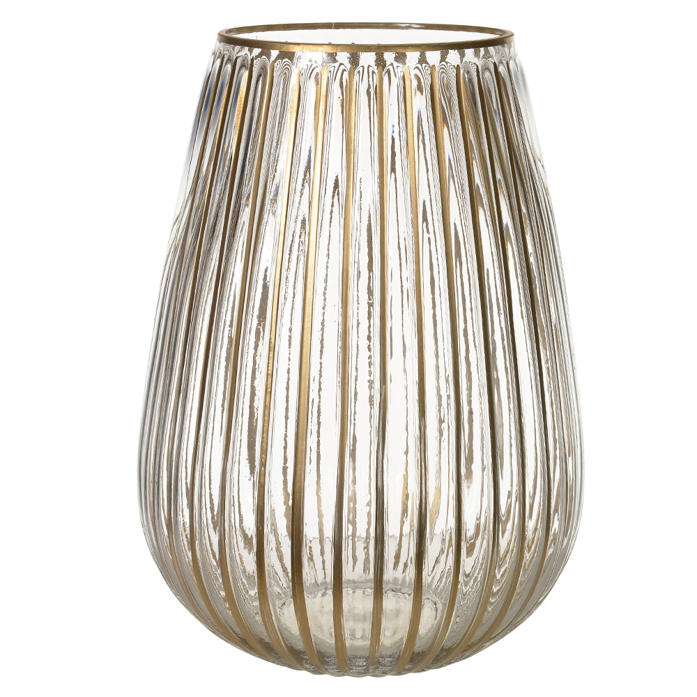 VASO DECOR VIDRO (TRANSPARENTE DOURADO) 23X23X32cm