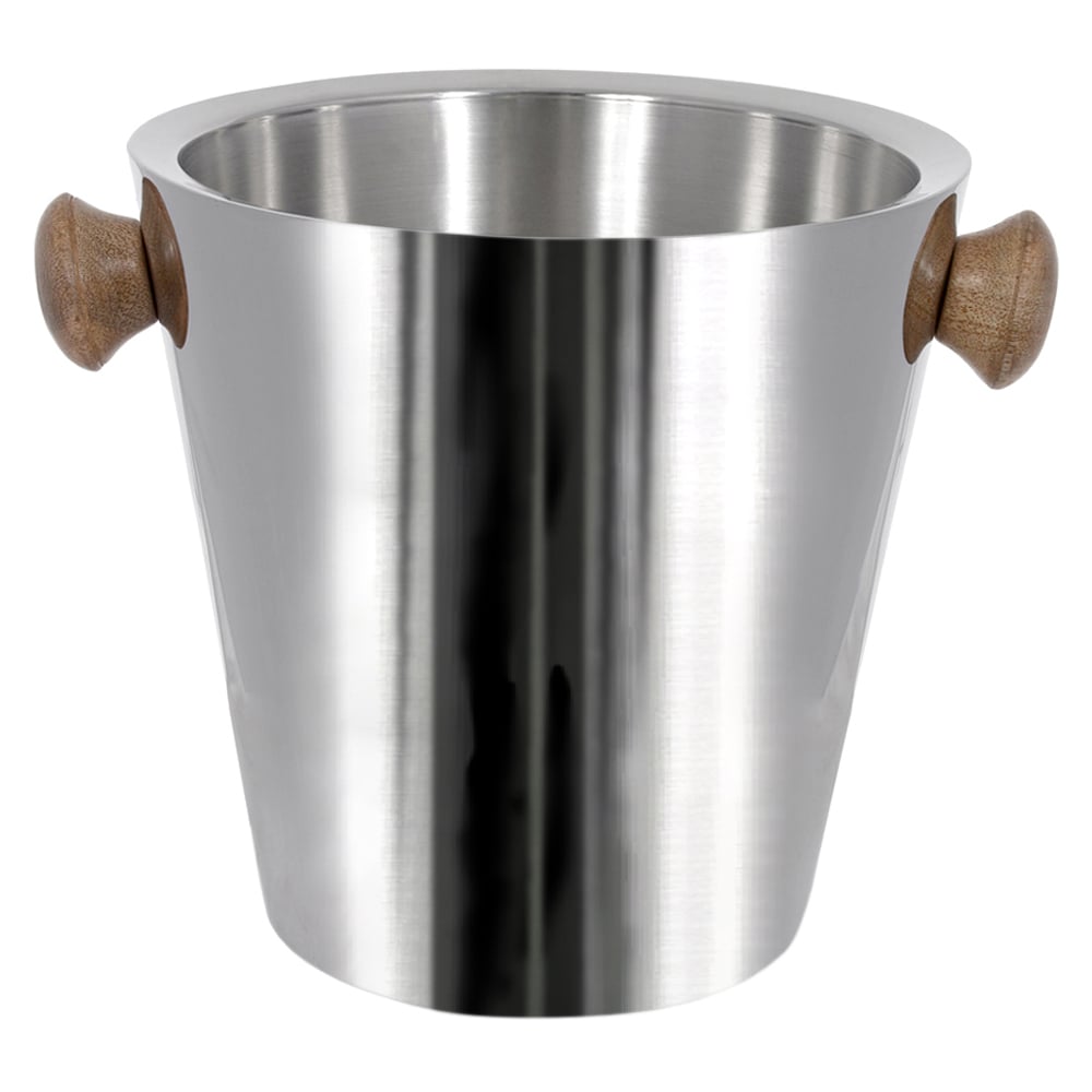 BALDE  TERMICO CHAMP ACO INOX 4500ml 23X23cm C/MADEIRA (PRATA)