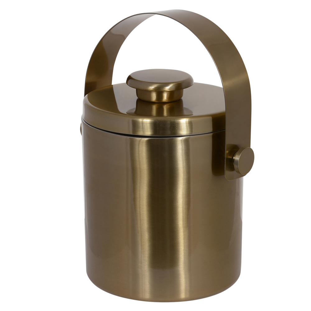 BALDE GELO ACO INOX 1500ml 17X15X15cm COM TAMPA E ALCA LAR (DOURADO)