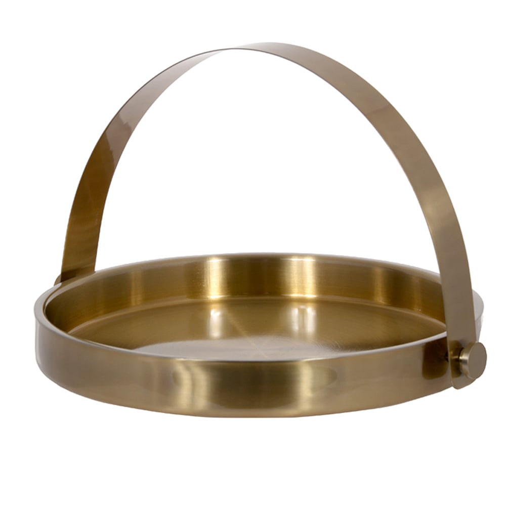 BANDEJA ACO INOX 4X37X32cm REDONDA C/ALCA LARGA (DOURADO)
