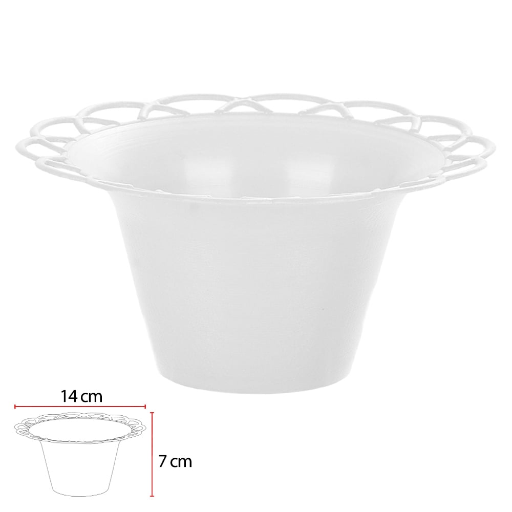 PLASTICO VASO CESTA (BRANCO) 7X14CM