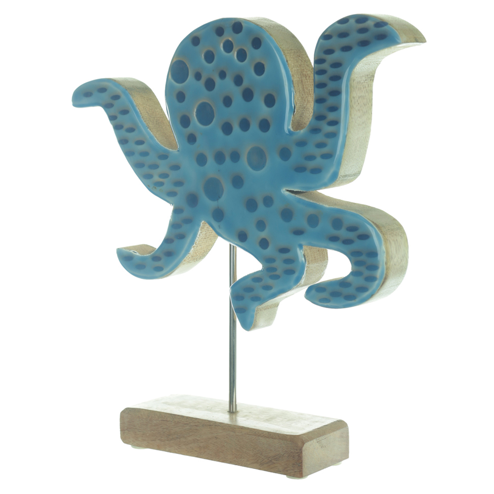 ESCULTURA DECORATIVA MADEIRA (AZUL) 26X24X5cm