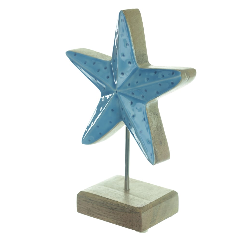 ESCULTURA DECORATIVA MADEIRA (AZUL) 19X15X6,5cm