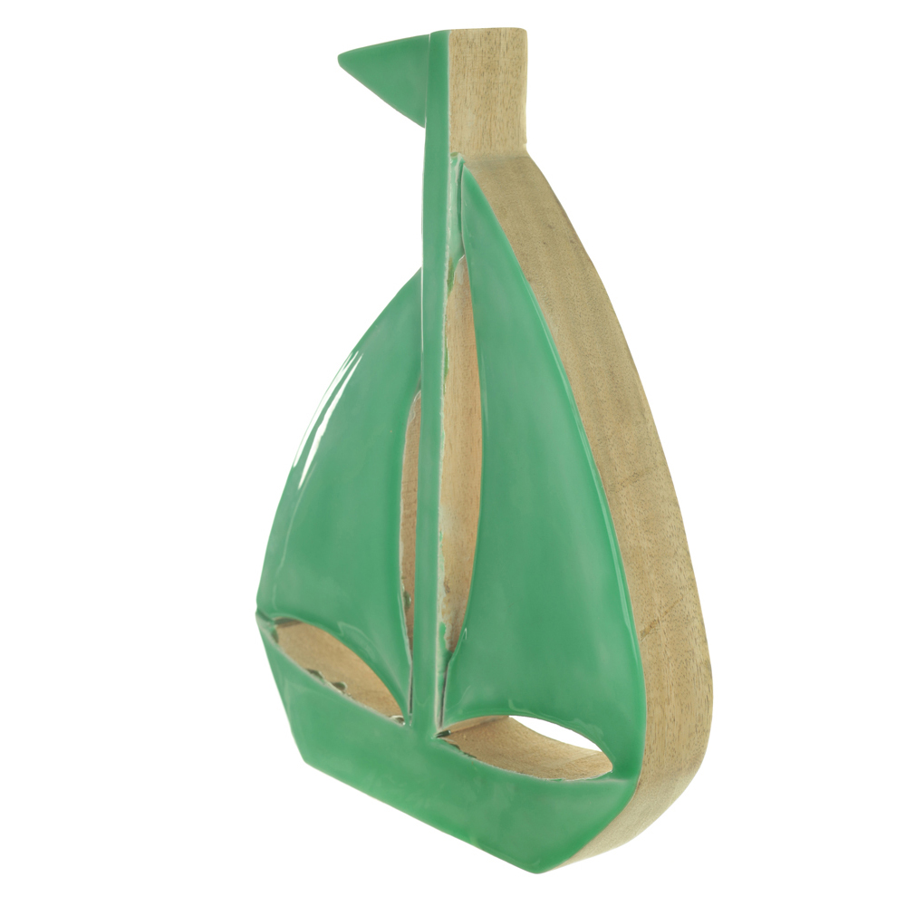 ESCULTURA DECORATIVA MADEIRA (VERDE) 29,5X22,5X3,5cm