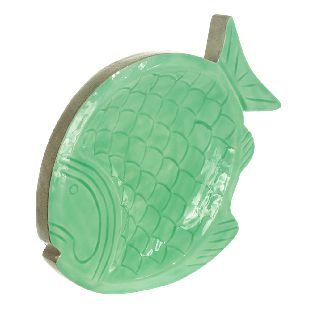 ESCULTURA DECORATIVA MADEIRA (VERDE) 24X29X2,5cm