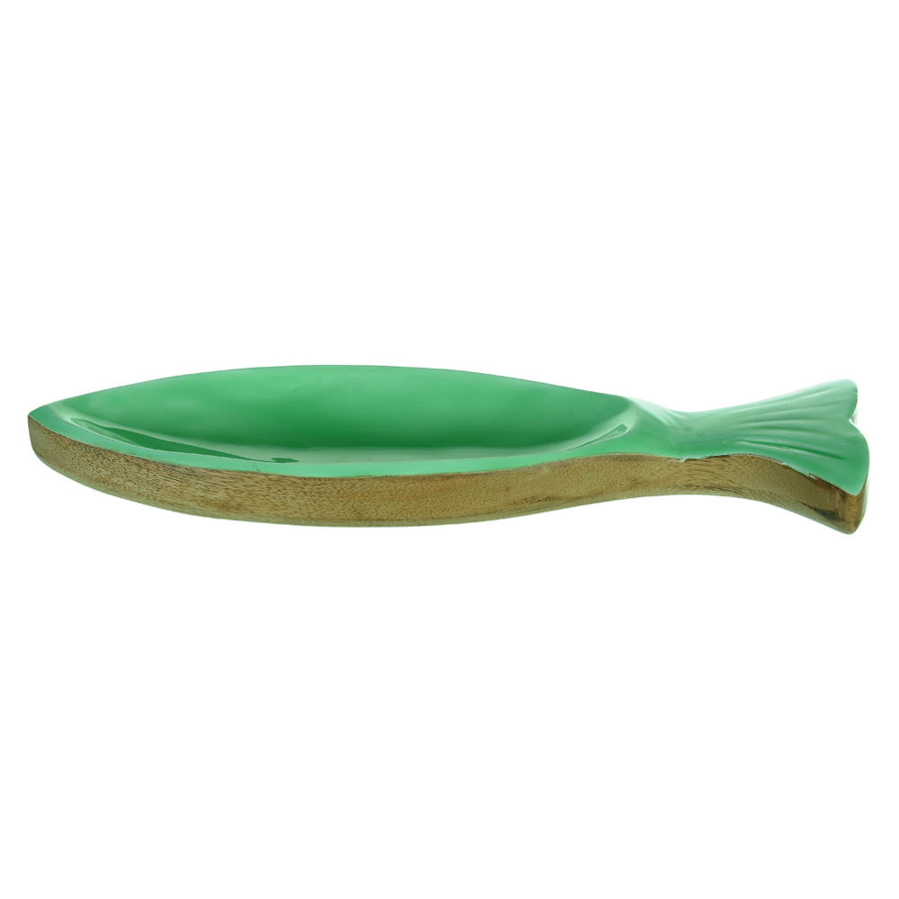 ESCULTURA DECORATIVA MADEIRA (VERDE) 10X30X2,5cm