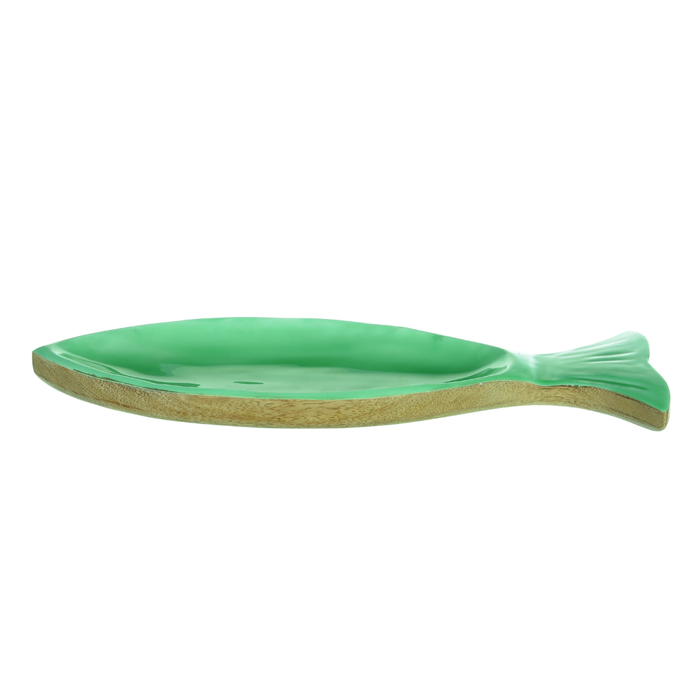 ESCULTURA DECORATIVA MADEIRA (VERDE) 13,5X40X2,5cm