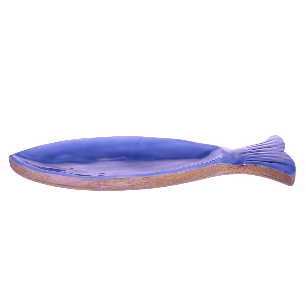 ESCULTURA DECORATIVA MADEIRA (AZUL) 13,5X40X2,5cm
