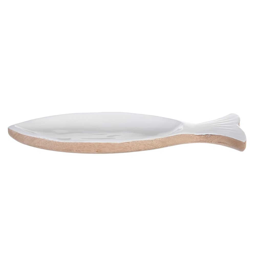 ESCULTURA DECORATIVA MADEIRA (BRANCO) 13,5X40X2,5cm
