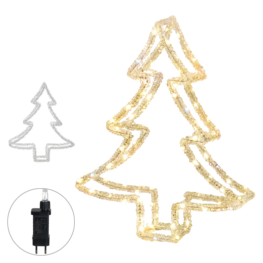 ENFEITE ARVORE DECOR 80 LED STROBO BIVOLT (BRANCO QUENTE) 34,5X29X5,8cm