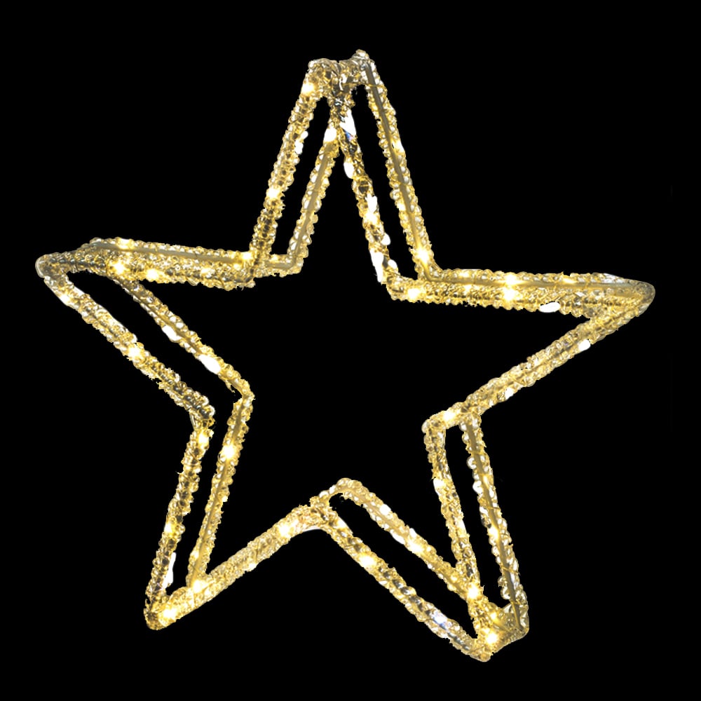 ENFEITE ESTRELA DECOR 80 LED STROBO BIVOLT (BRANCO QUENTE) 31,5X30,5X5,8cm