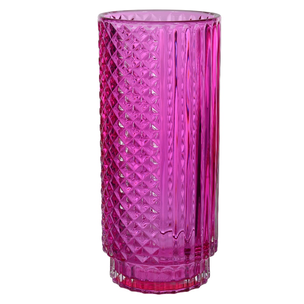 VASO DECOR VIDRO (ROSA) 34,3cm 14,8d