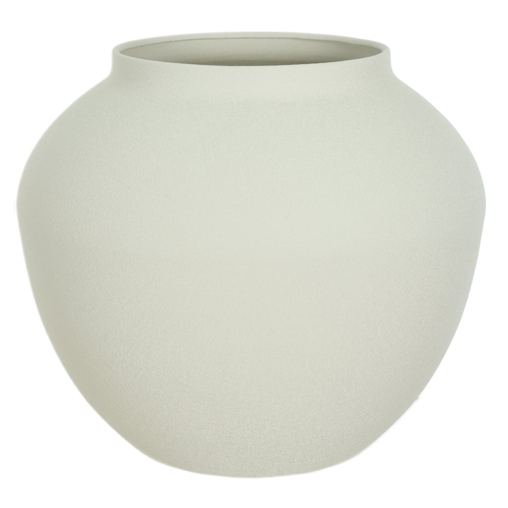 VASO DECORATIVO METAL TEXTURIZADO (OFF WHITE) 18cm 21d