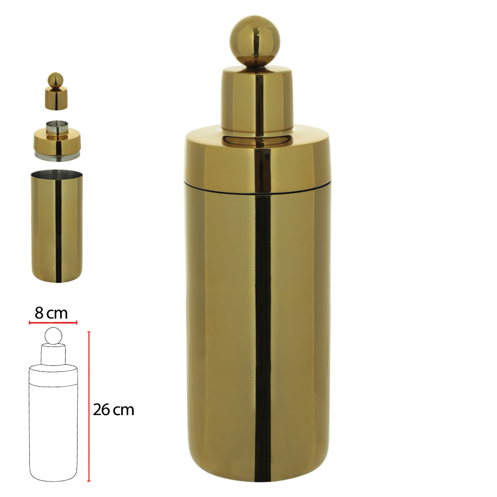 COQUETELEIRA EM ACO ACO INOX 26X8cm (DOURADO)