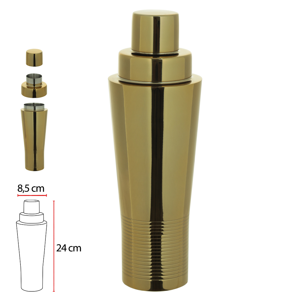 COQUETELEIRA ACO INOX 24X8,5cm (DOURADO)