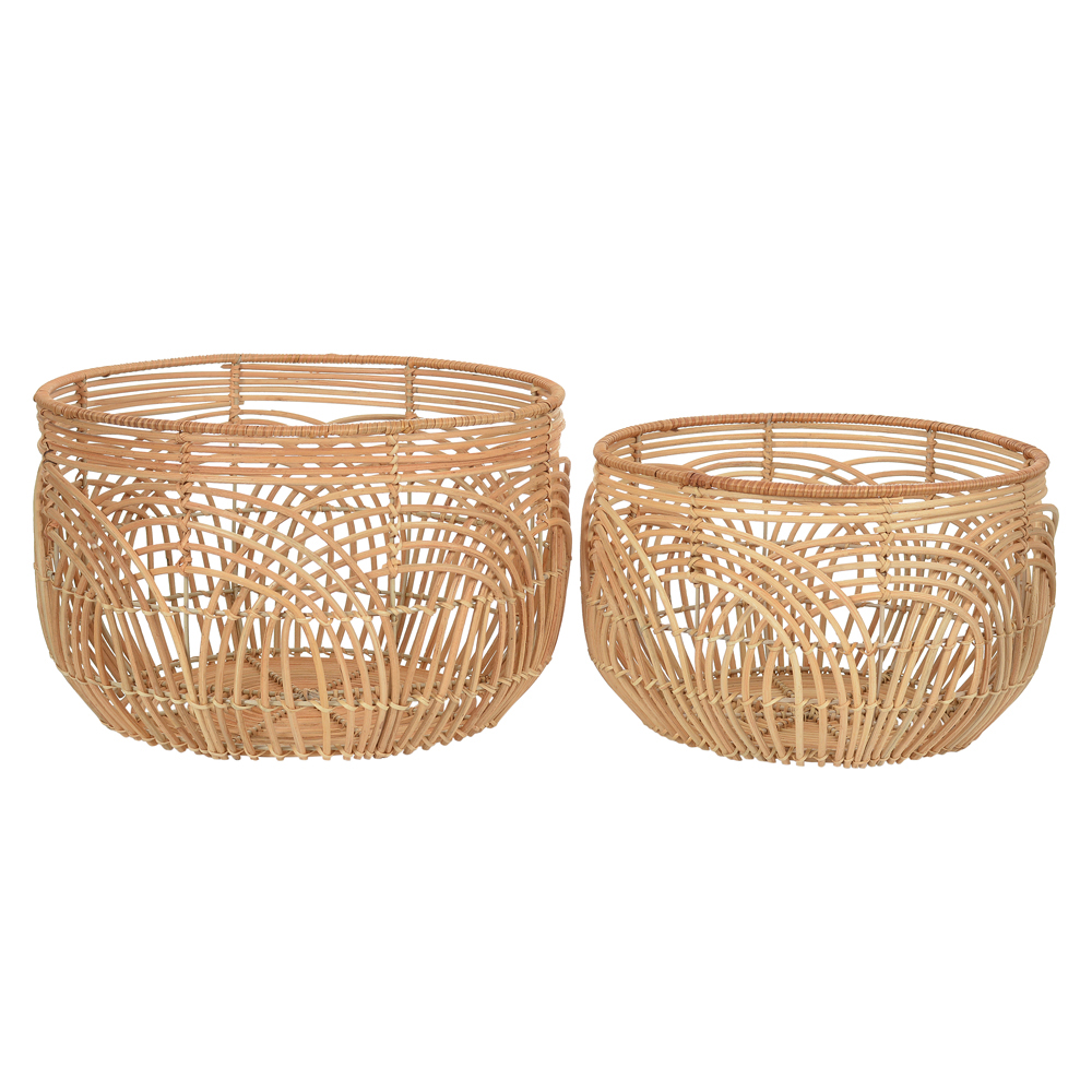 CESTA DECORATIVA RATTAN KIT C/2 (BEGE) 26cm 40d