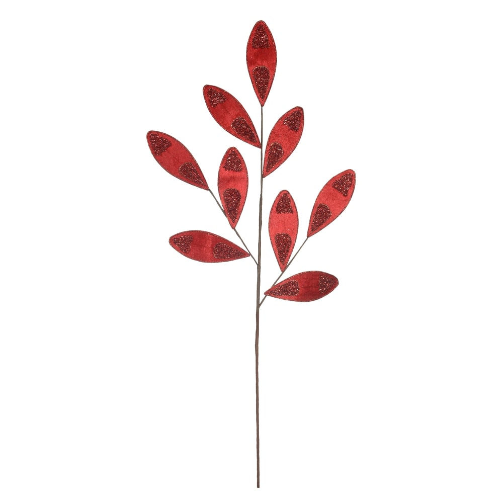 C.FOLHA NATAL AVELUDADO X9 C/GLITTER (VERMELHO GLITTER) 80cm