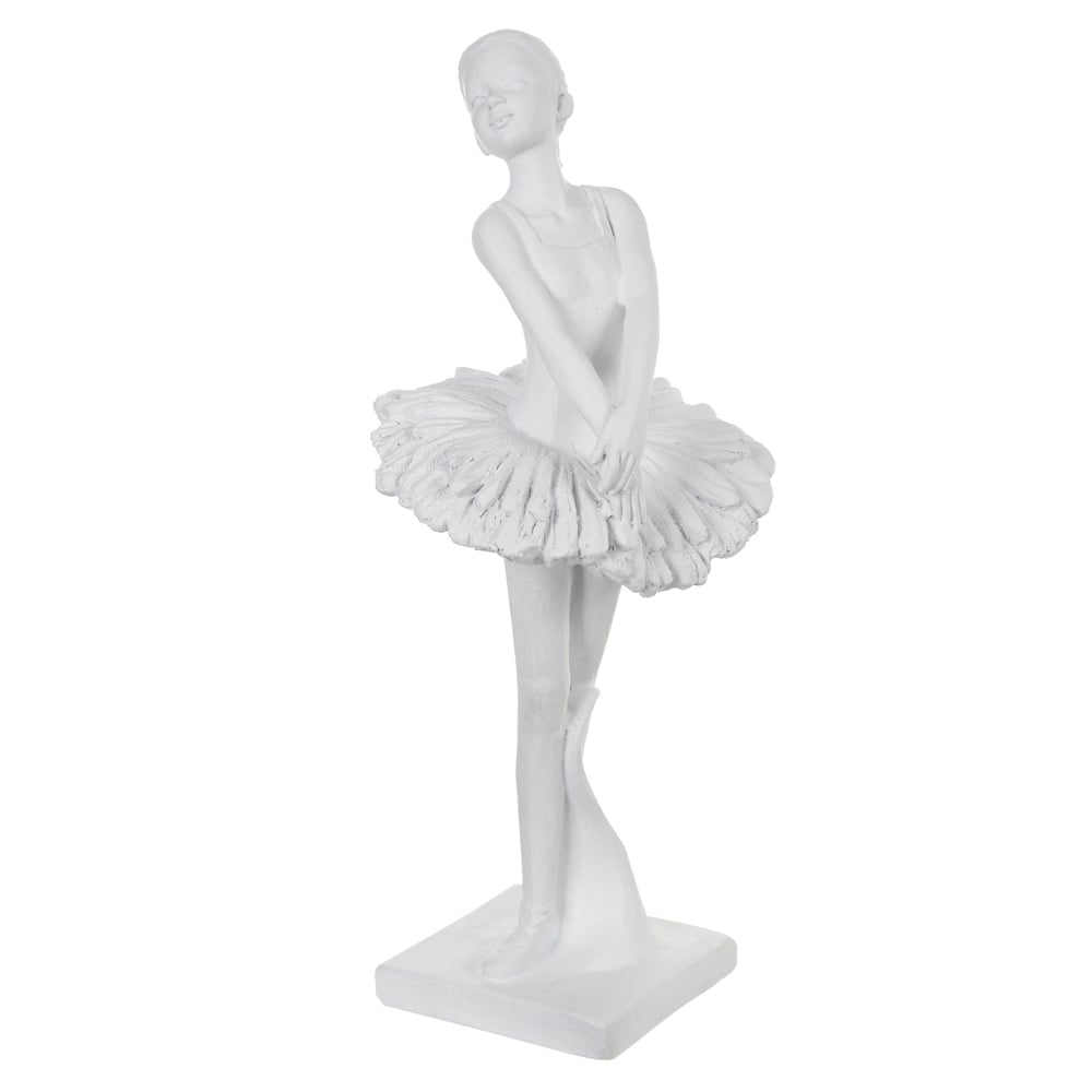 ESCULTURA DECOR POLIRESINA BAILARINA (BRANCO) 26X10X8,5cm