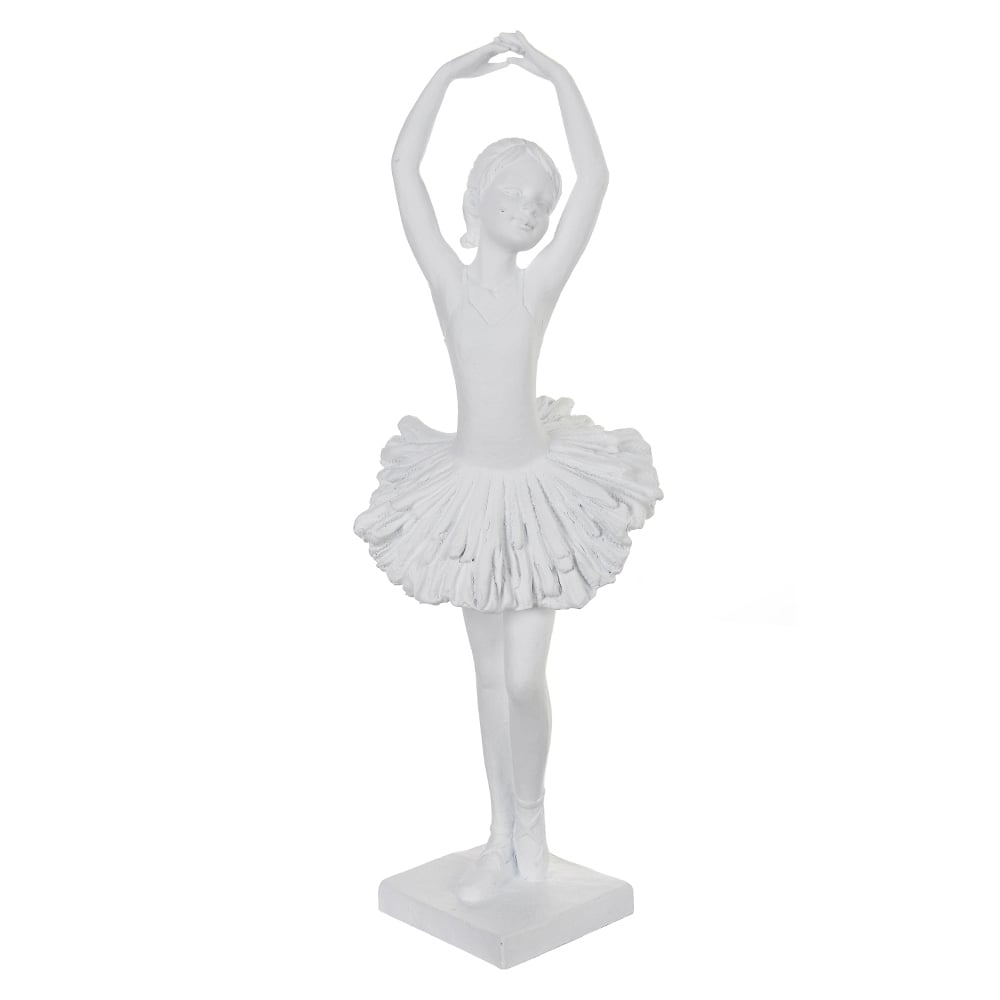ESCULTURA DECOR POLIRESINA BAILARINA (BRANCO) 30X9,5X8,7cm