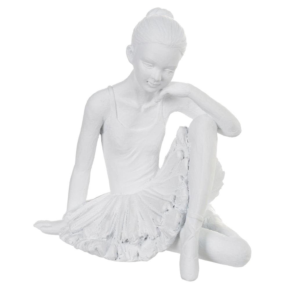 ESCULTURA DECOR POLIRESINA BAILARINA (BRANCO) 13X11,5X11,1cm