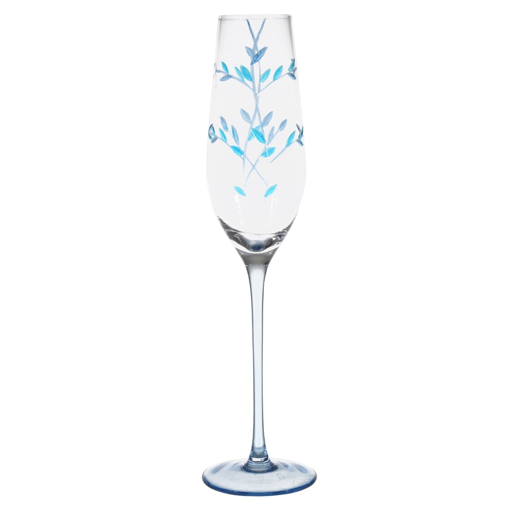 TACA CHAMPANHE 185ml 26X7X4cm FOLHAS (AZUL)