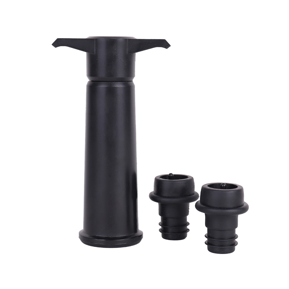 BOMBA A VACUO VINHO ABS 7X3X12,5cm C/2 ROLHAS CLASSIC (PRETO)