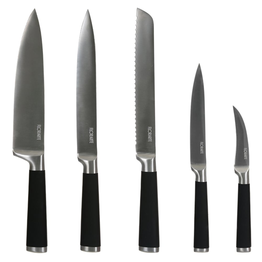 JOGO DE FACAS ACO INOX 24X14X19cm C/6 PCS C/SUPORTE MAGNETICO (PRETO)