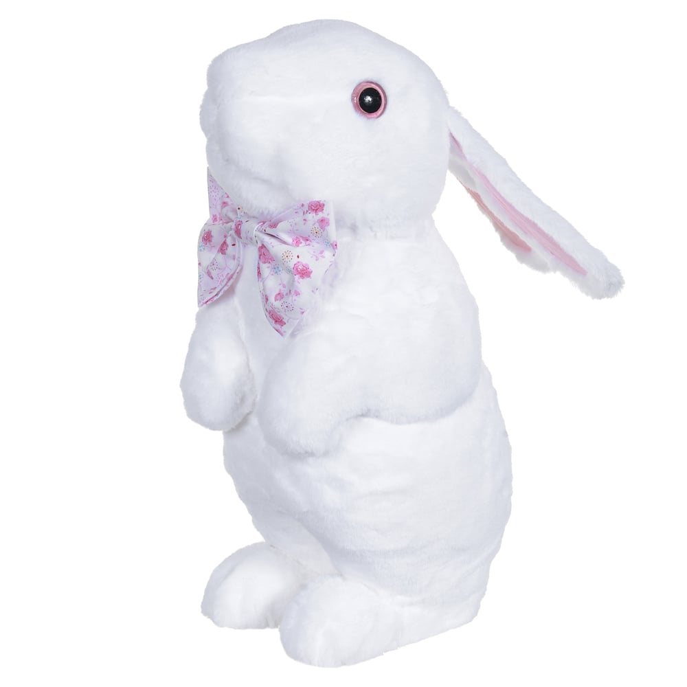 BONECO COELHO PELUCIA GRAVATINHA (BRANCO) 16X26X39cm