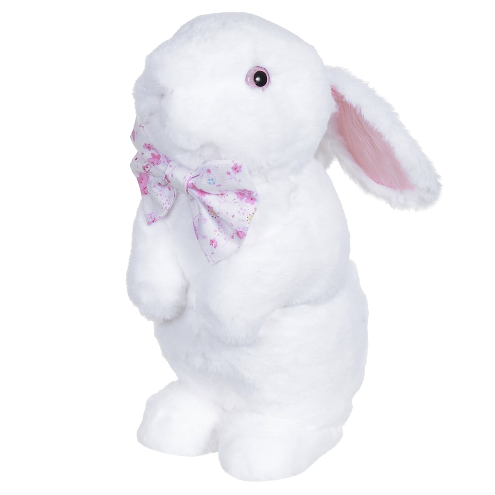 BONECO COELHO PELUCIA GRAVATINHA (BRANCO) 12X17X26cm