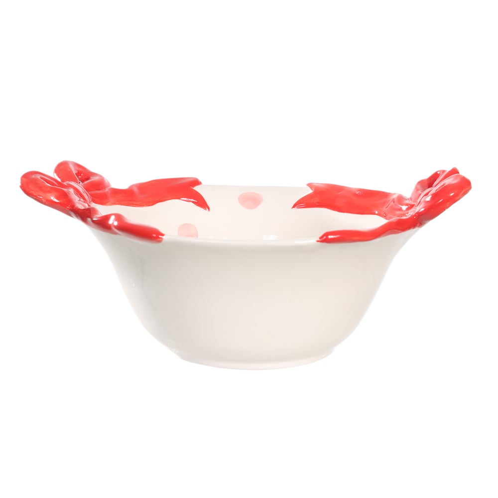 VASO DECORATIVO LACO (BRANCO VERMELHO) 7cm 13,7D
