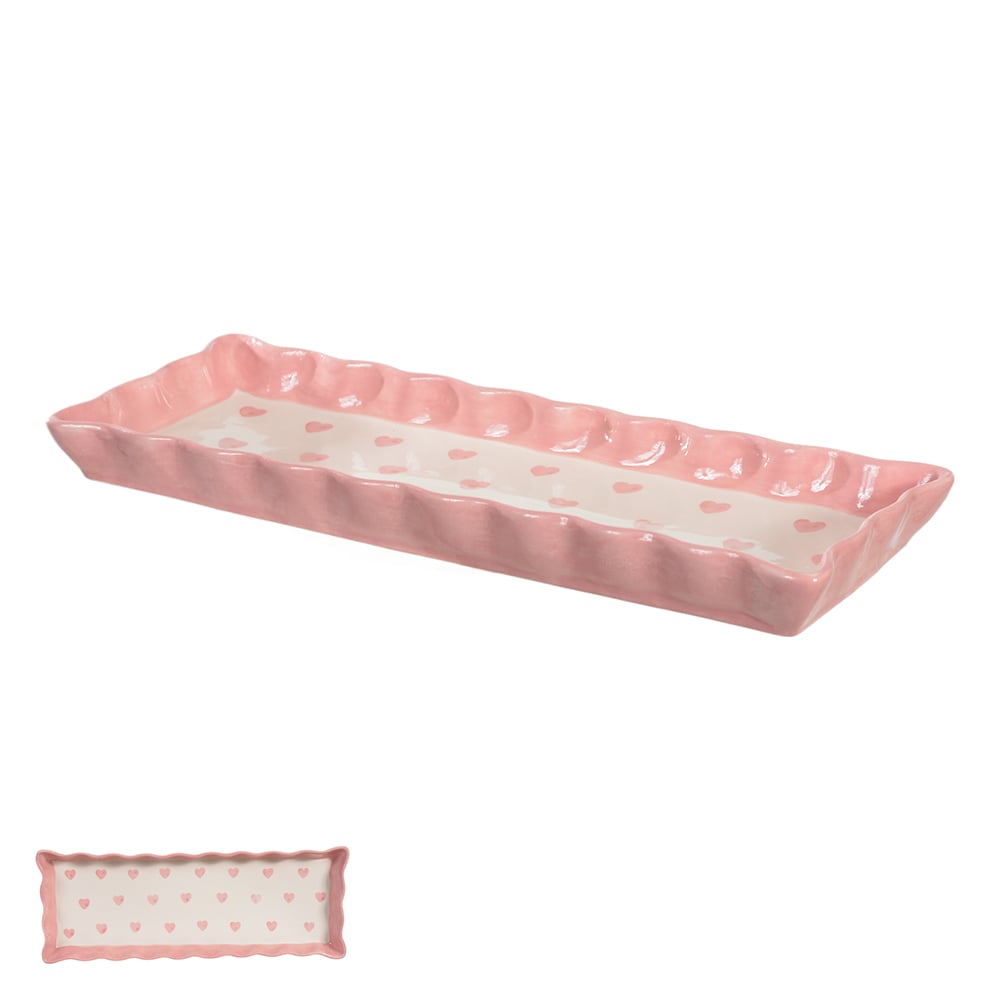 BANDEJA DECORATIVA CORACAO (ROSA) 2,6X32,3X12,3cm