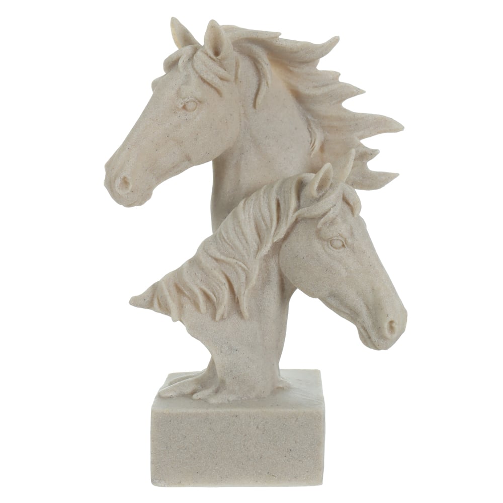 ESCULTURA DECORATIVA POLIRESINA BUSTO CAVALOS (BEGE) 23,2X14,8X8cm