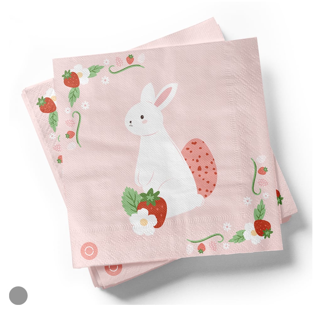 GUARDANAPO MORANGO C/20 PCS (ROSA) 25X25cm