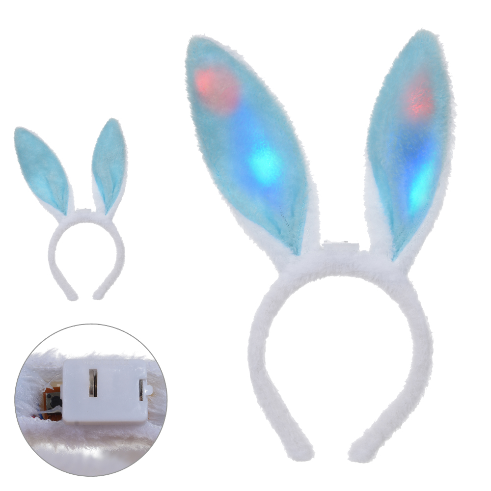 TIARA ORELHINHA C/LED (BRANCO AZUL) 30cm