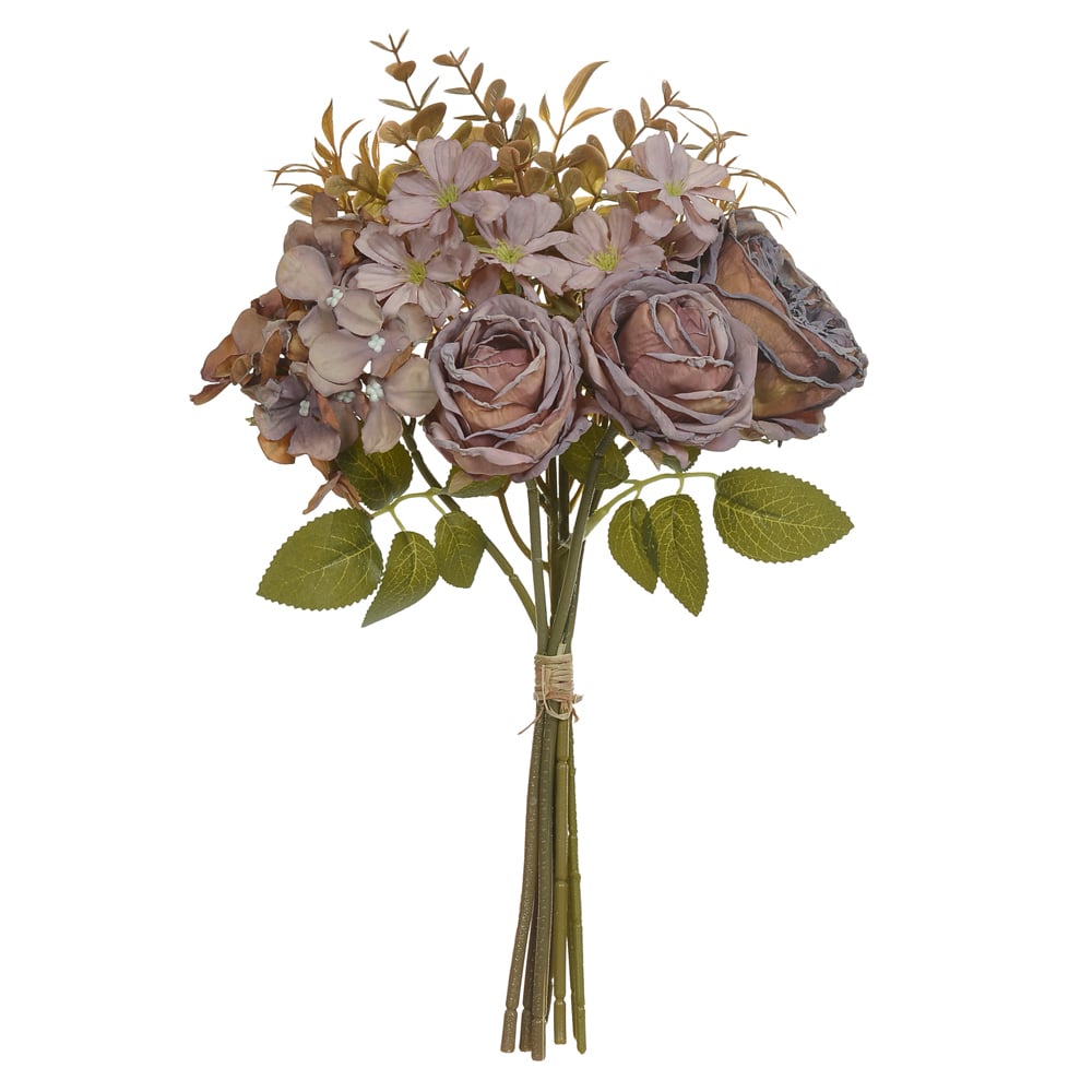 B.ROSA RAMALHETE C/FITA X7 (PURPURA OUTONO) 31cm