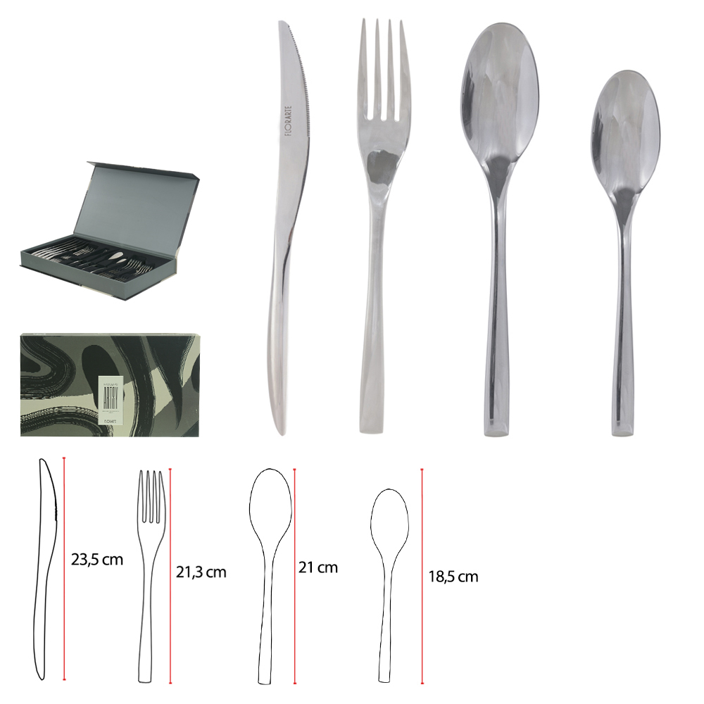 FAQUEIRO 24 PECAS ACO INOX 18/10 ARTSY (PRATA)