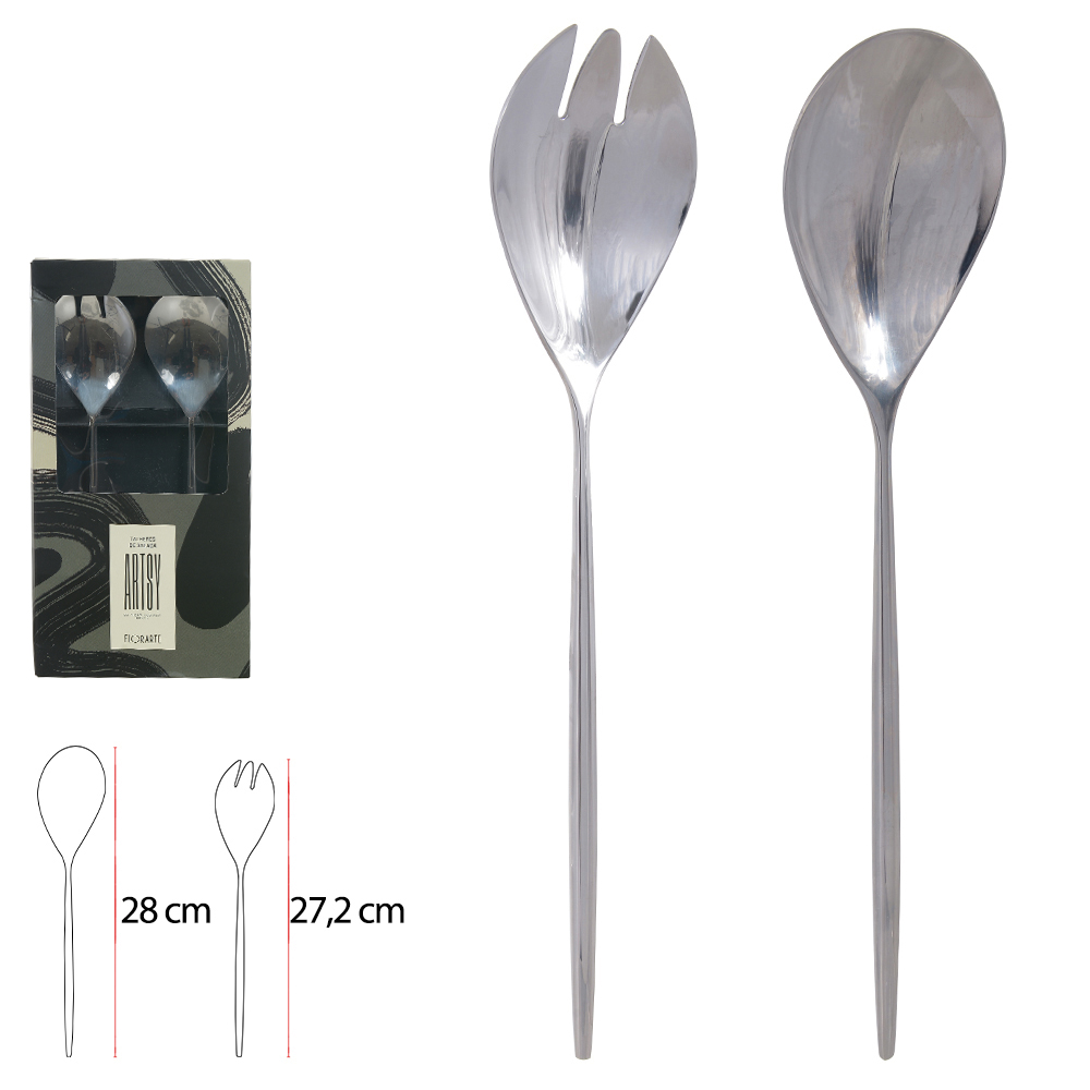 TALHERES DE SALADA ACO INOX C/2 PECAS ARTSY (PRATA)