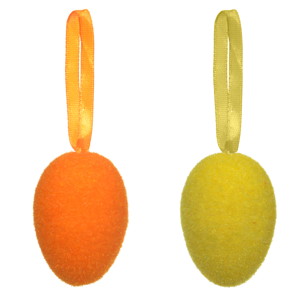 PASCOA ENFEITE OVO C/2 UND (LARANJA AMARELO) 10X8cm