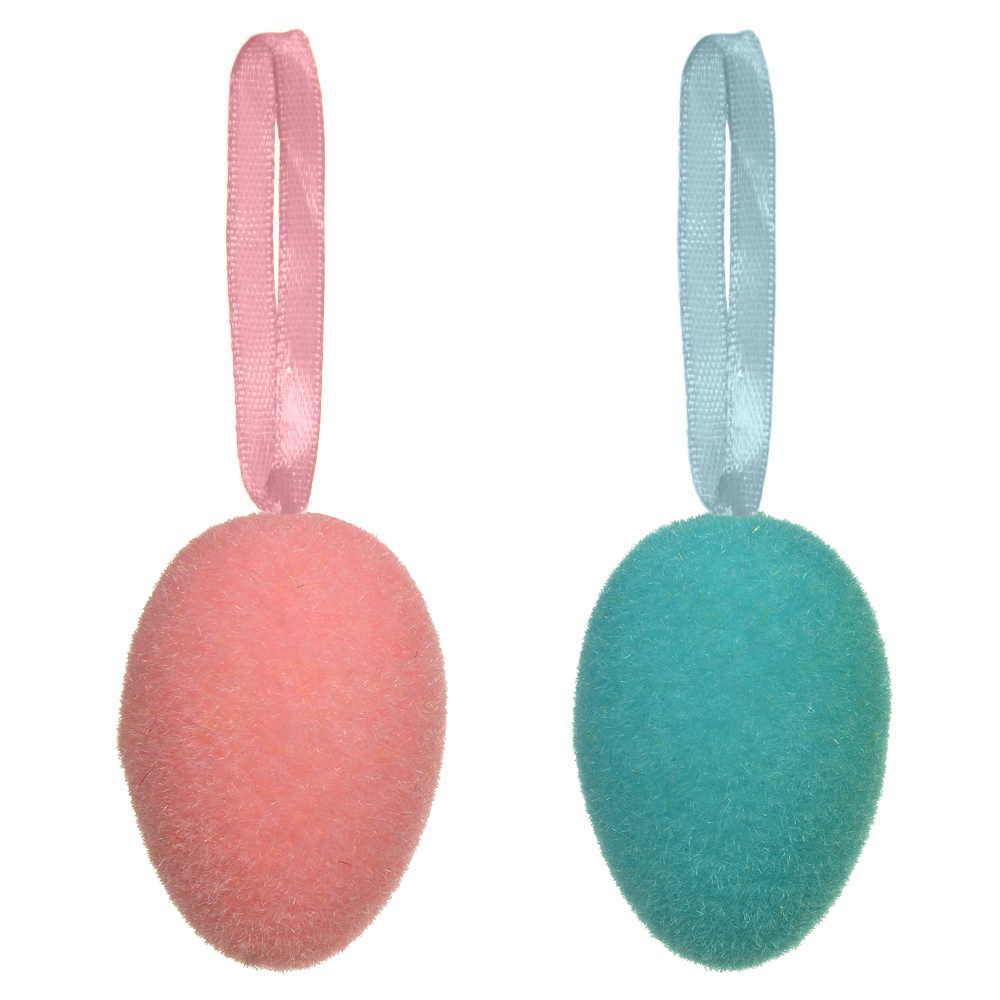 PASCOA ENFEITE OVO C/2 UND (ROSA AZUL) 10X8cm
