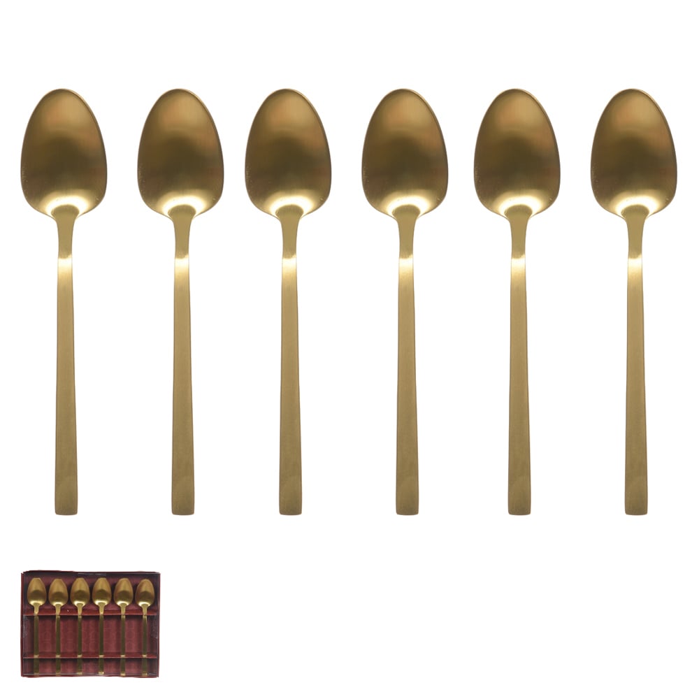 KIT COLHER SOBREMESA ACO INOX C/6 PECAS (DOURADO)