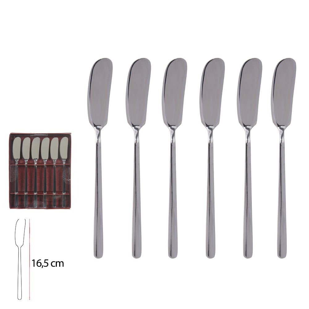 KIT ESPATULAS ACO INOX C/6 PECAS PARA MANTEIGA (PRATA)
