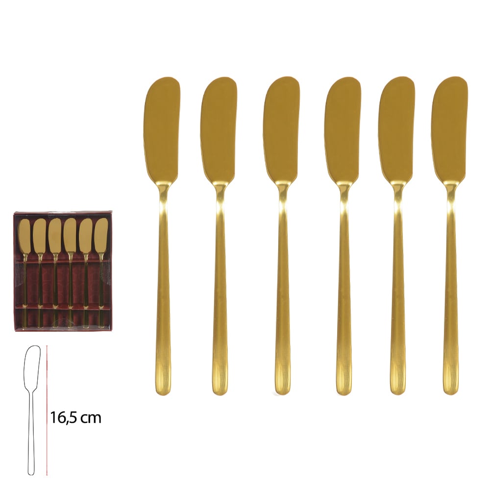 KIT ESPATULAS ACO INOX C/6 PECAS PARA MANTEIGA (DOURADO)