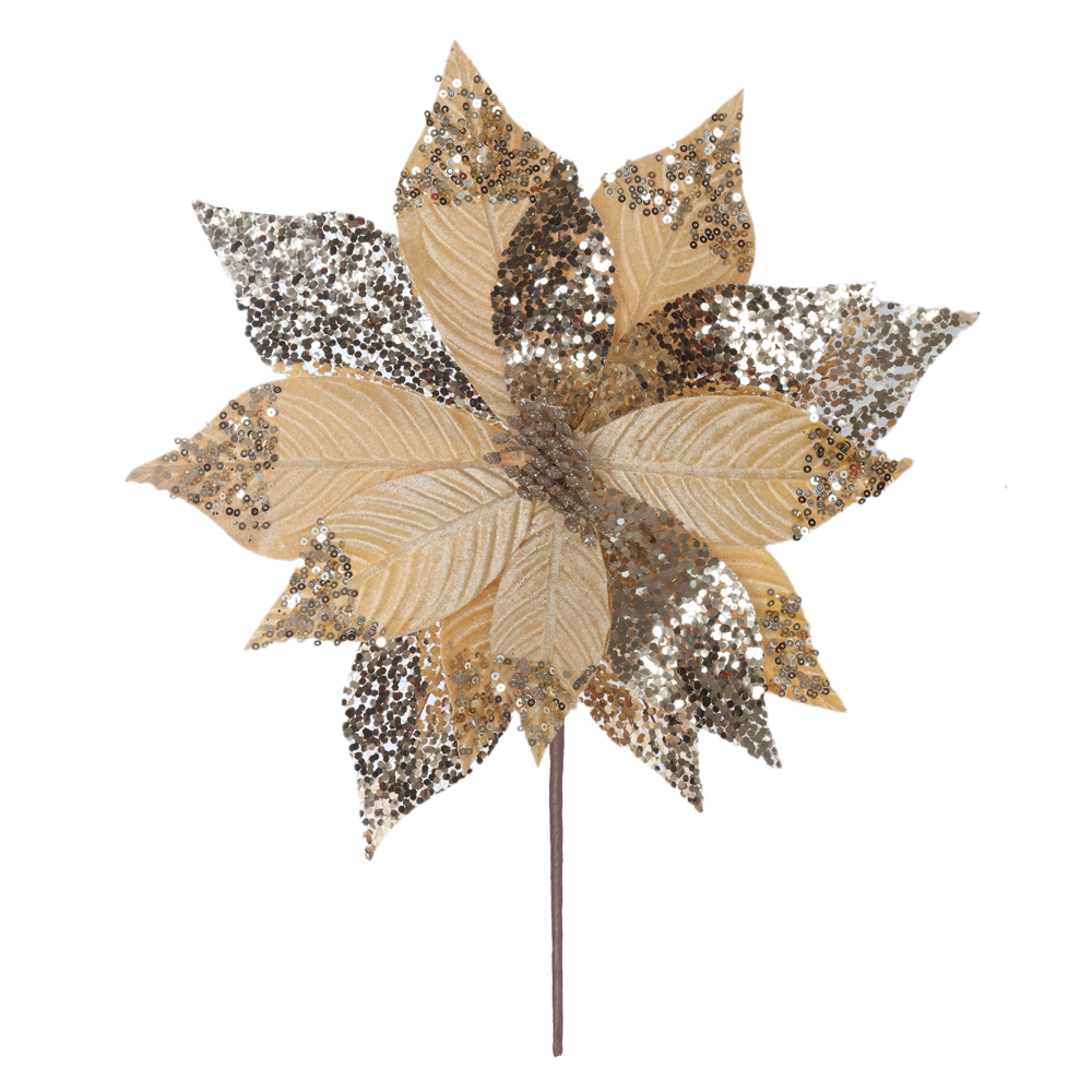 H.BICO DE PAPAGAIO NATAL AVELUDADO (CHAMPANHE GLITTER CHAMPANHE) 25cm 33d 14P