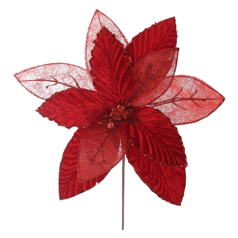 H.BICO DE PAPAGAIO NATAL AVELUDADO (VERMELHO GLITTER VERMELHO) 24cm 30d 11P