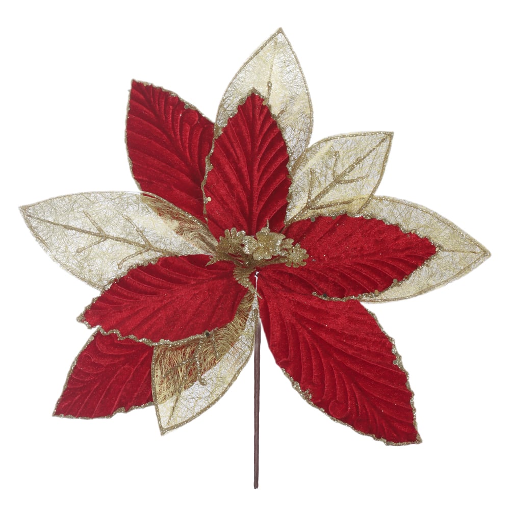 H.BICO DE PAPAGAIO NATAL AVELUDADO (VERMELHO GLITTER DOURADO) 24cm 30d 11P