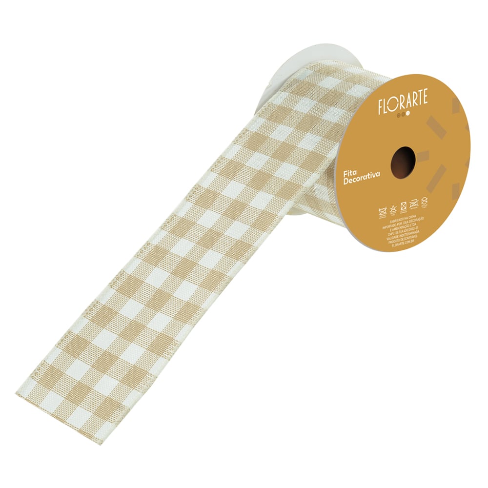 FITA ARAMADA XADREZ (BEGE BRANCO) 6,3cmX9,14m
