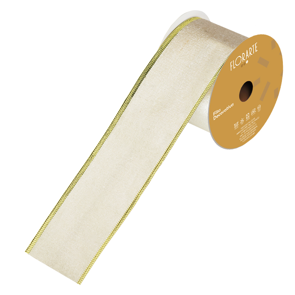 FITA ARAMADA VELUDO (CHAMPANHE DOURADO) 6,3cmX9,14m