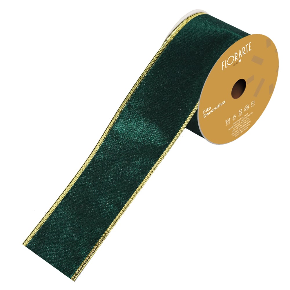 FITA ARAMADA VELUDO (VERDE DOURADO) 6,3cmX9,14m