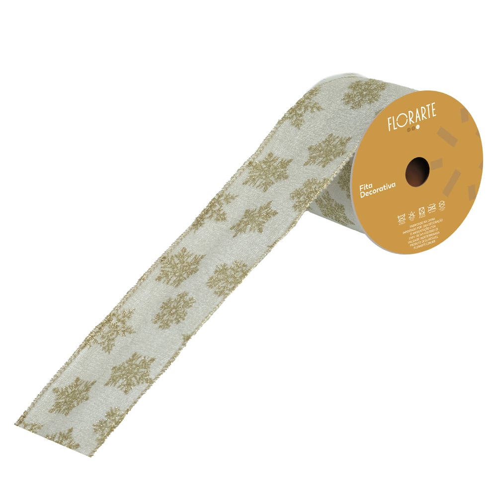 FITA ARAMADA VELUDO C/ COSTURA C/GLITTER (CHAMPANHE DOURADO) 6,3cmX9,14m