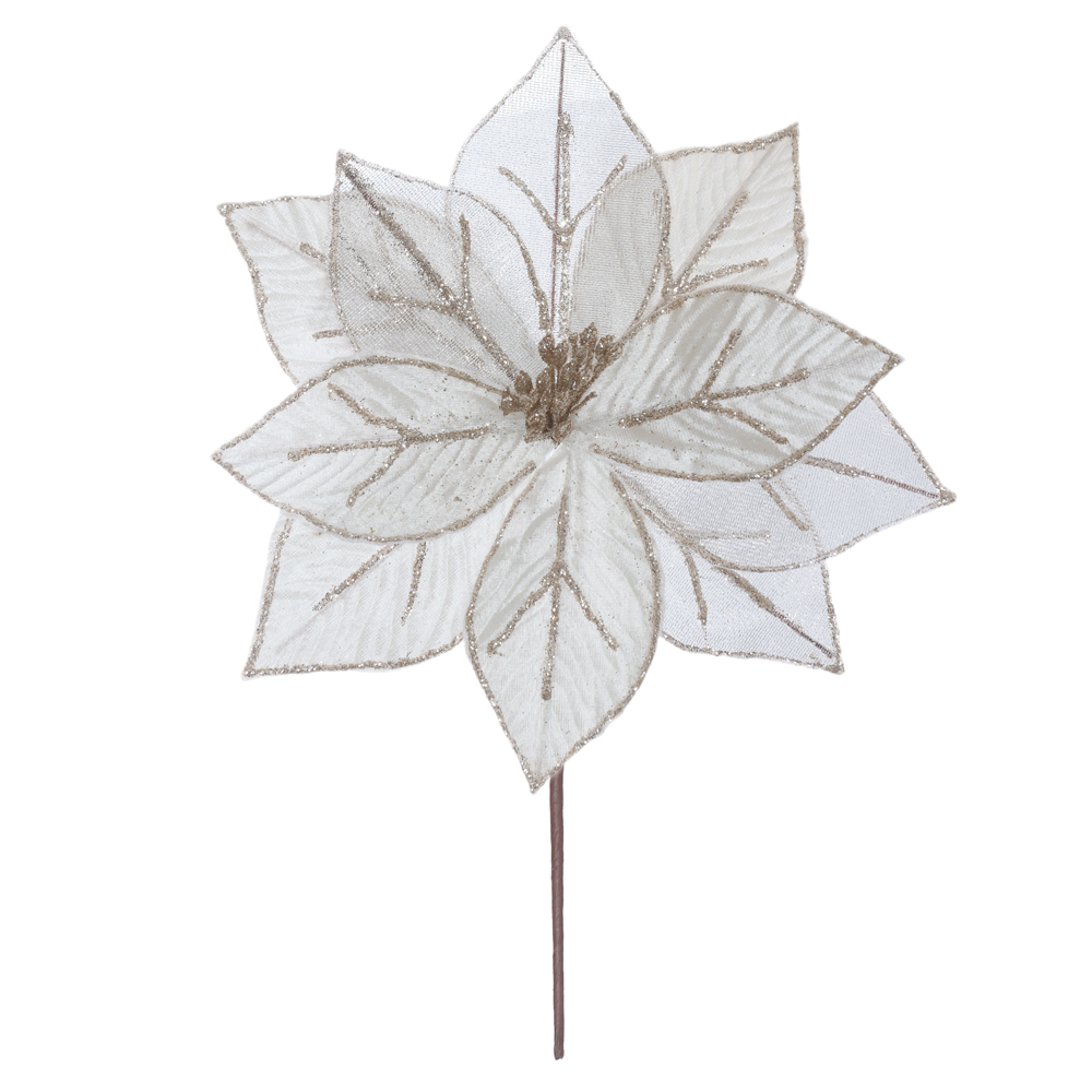 H.BICO DE PAPAGAIO NATAL AVELUDADO (OFF WHITE GLITTER CHAMPANHE) 19cm 26d 10P